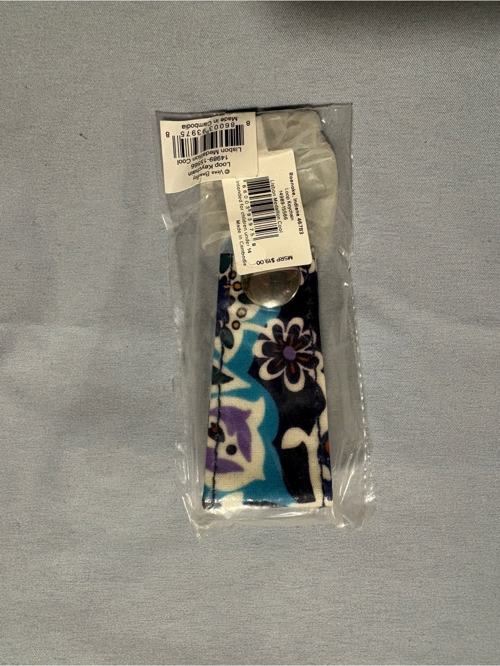 Vera Bradley Loop Keychain in the Lisbon Medallion Cool